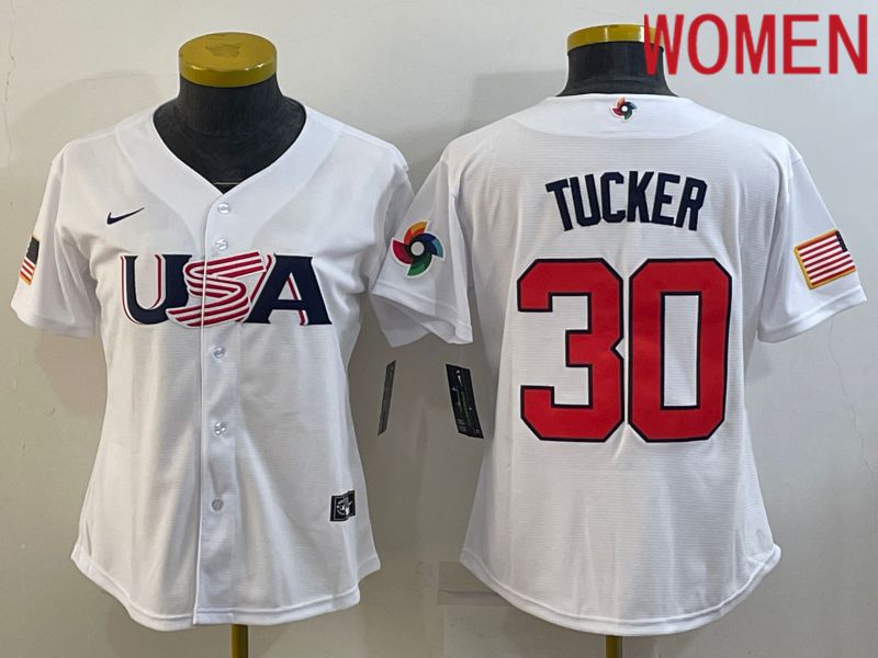 Women 2023 World Cub USA #30 Tucker White Nike MLB Jersey7